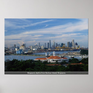 Póster Horizonte de Singapur de la isla de Sentosa,
