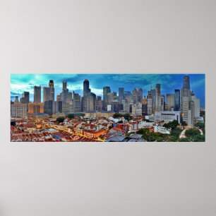 Póster Horizonte de Singapur visto de Chinatown en la