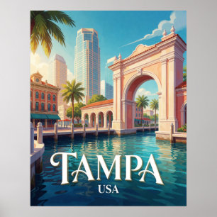 Póster Horizonte de Tampa Florida en el paseo marítimo Vi