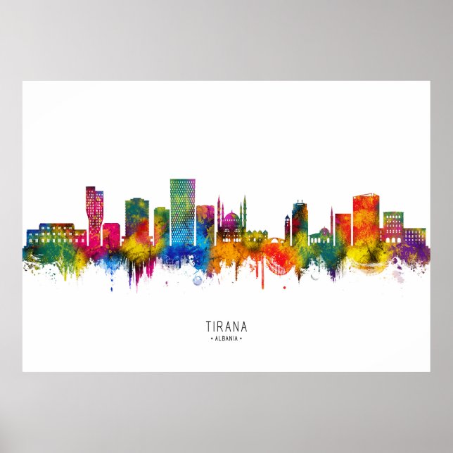Póster Horizonte de Tirana Albania (Frente)
