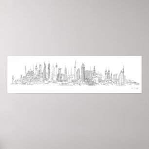 Póster Horizonte del mundo (negro + Blanco)