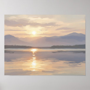 Póster Horizonte Dorado al Anochecer