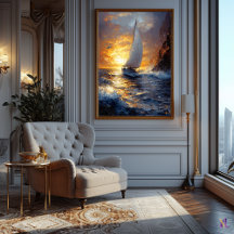 Horizonte Dorado – Paisaje Marítimo Impresionista