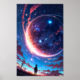 Póster Horizonte iluminado por estrellas - Poster del esp
