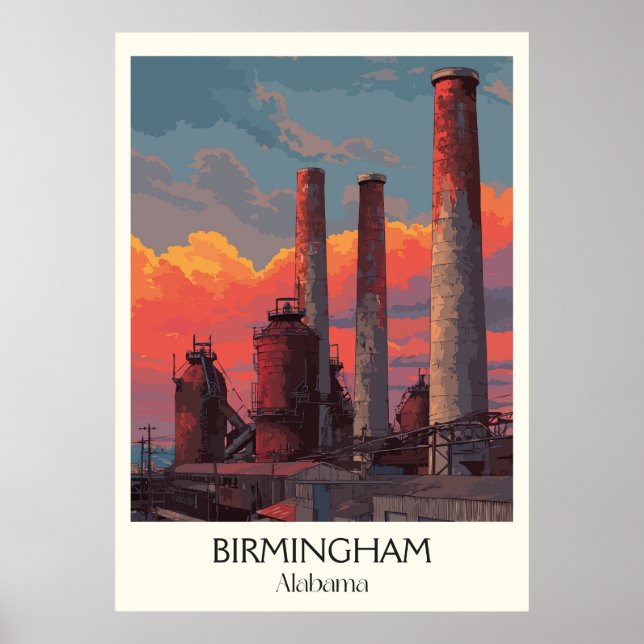 Póster Horizonte industrial de Birmingham Alabama (Frente)