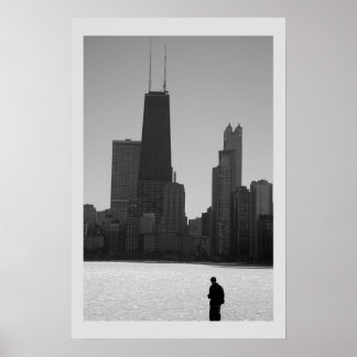 Póster horizonte invernal de chicago