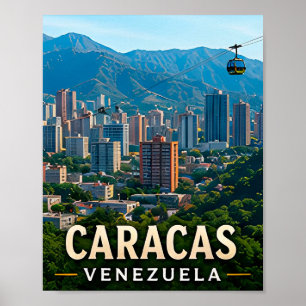 Póster Horizonte montañoso de Caracas y espíritu venezola