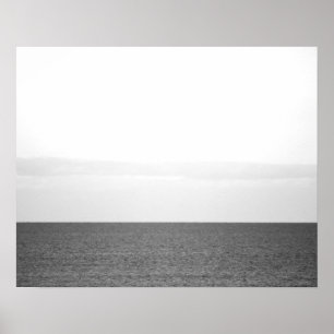 Póster Horizonte oceánico blanco y negro 16x20 