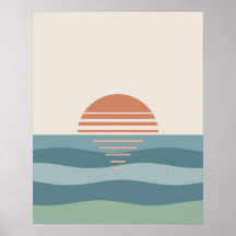 Horizonte Tranquilo Retro Atardecer Pastel Moderno