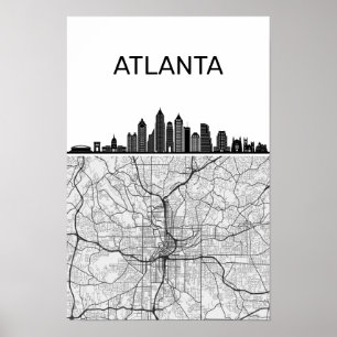 Póster Horizonte urbano de la ciudad de Atlanta Georgia c