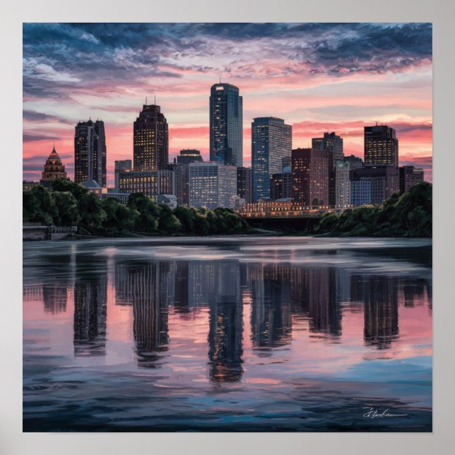 Póster Horizonte urbano de la ciudad de Boston, Boston Ma (Frente)