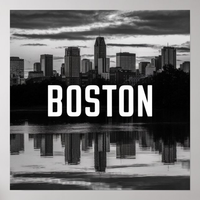 Póster Horizonte urbano de la ciudad de Boston, Boston Ma (Frente)