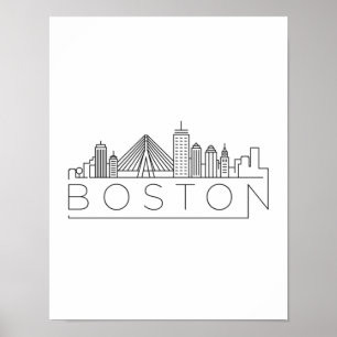 Póster Horizonte urbano de la ciudad de Boston, horizonte