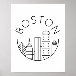 Póster Horizonte urbano de la ciudad de Boston, horizonte