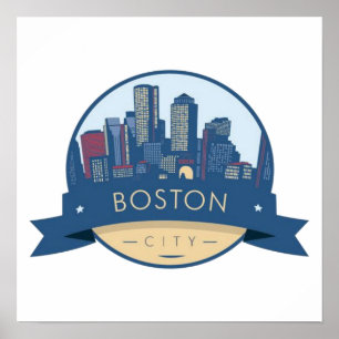 Póster Horizonte urbano de la ciudad de Boston, horizonte