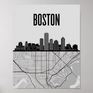 Póster Horizonte urbano de la ciudad de Boston Massachuse