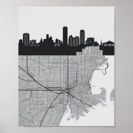 Póster Horizonte urbano de la ciudad de Boston Massachuse