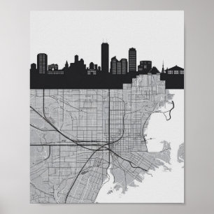 Póster Horizonte urbano de la ciudad de Boston Massachuse