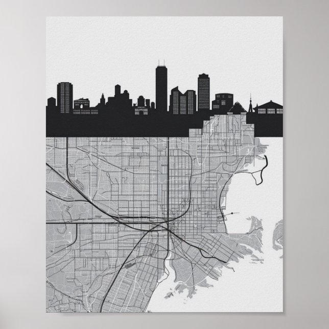 Póster Horizonte urbano de la ciudad de Boston Massachuse (Frente)