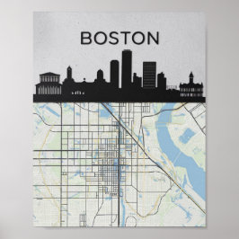Póster Horizonte urbano de la ciudad de Boston Massachuse