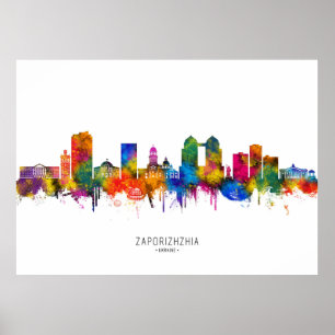 Póster Horizonte urbano de Zaporizhzhia Ucrania