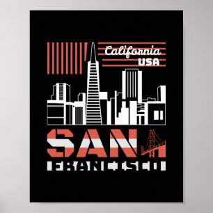 Póster Horizonte urbano retro de San Francisco California