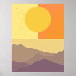 Póster Horizontes dorados: Un Minimalista atardecer