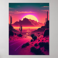 Horizontes futuristas: Una escena de montaña Synth