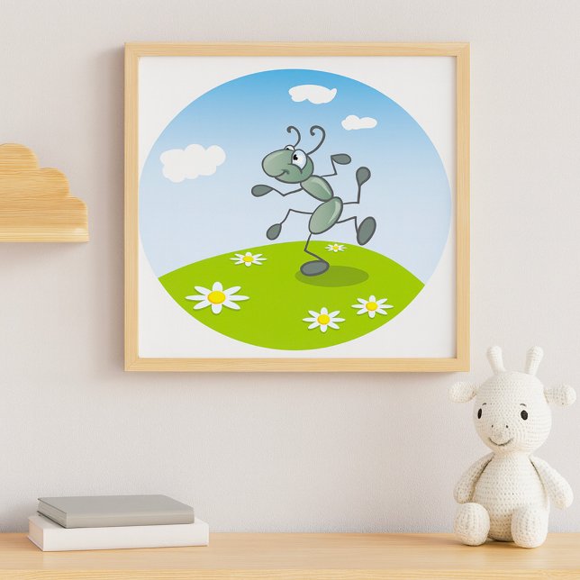 Póster Hormiga Bailando en Césped con Flores (Subido por el creador)