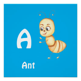Póster Hormiga personaliza ABC: Letra A - Agrega tu nombr