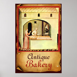 PÓSTER HORNO ANTIGUO PANADERO, PANADERÍA PAN TIENDA