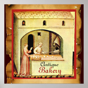 PÓSTER HORNO ANTIGUO PANADERO, PANADERÍA TIENDA DE PAN