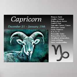 Póster Horoscopio de Capricornio Rótulo Zodiaco