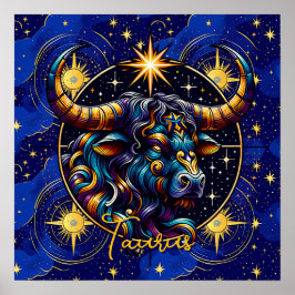 Póster Horoscopio Rótulo Taurus Zodiac Astrología