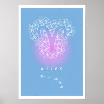 Horóscopo poster con flores de nacimiento - Aries