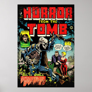 Póster Horror de la portada del cómic vintage de la tumba