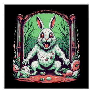 Póster Horror del malvado conejo de Pascua