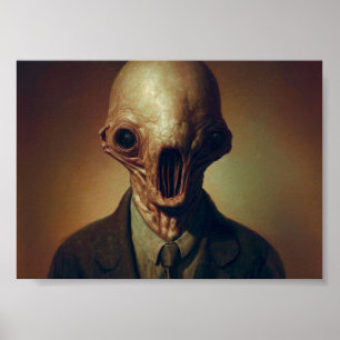 Póster Horror en un retrato de traje