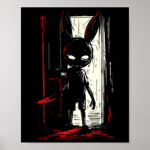 Póster Horror Malvado Conejo Sangre Sangre Puerta Sombrío
