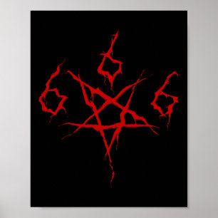 Póster Horror oculto del diablo Satanic 666 Pentagram Ha