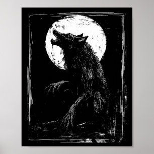 Póster Horror Werewolf Head Halloween Mythology Wolf Shif