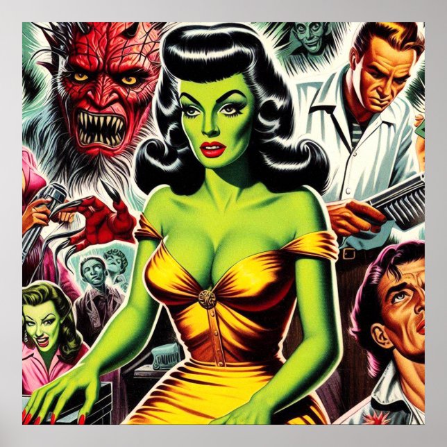 Póster Horror Zombie Pin-up (Frente)