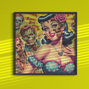 Póster Horror Zombie Pin-up