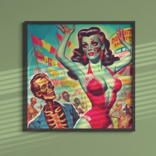 Póster Horror Zombie Pinup