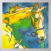 "Horse and Bridle Colorous Black Conesquema Art" #