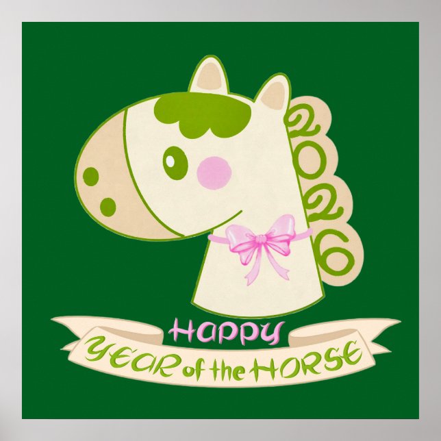 Póster Horse Chinese New Year 2026 Cute Lucky Poster (Frente)