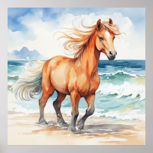 Póster Horse on Beach (Frente)