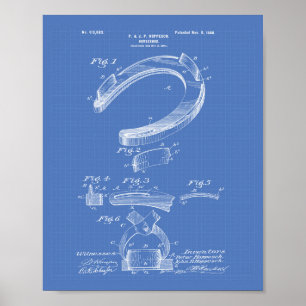 Póster Horse Shoe 1898 Patent Art Blueprint