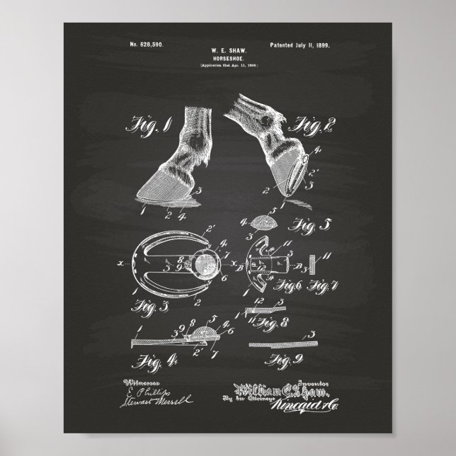 Póster Horse Shoe 1899 Patent Art Chalkboard (Frente)