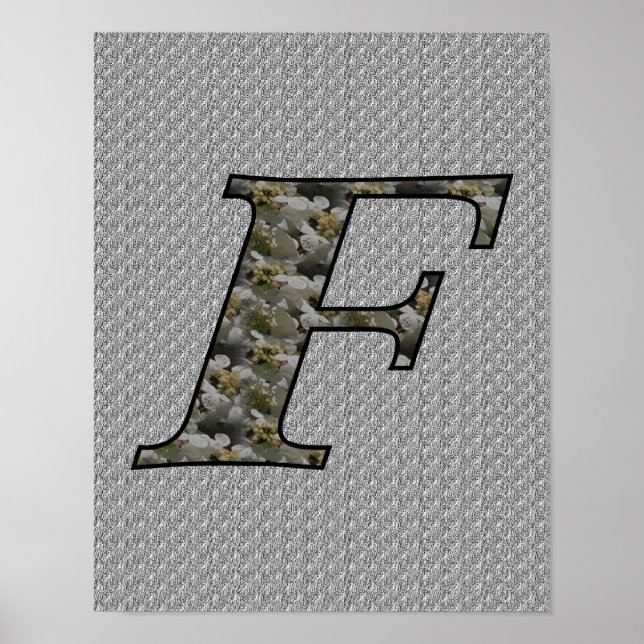 Póster Hortensia inicial de monograma F (Frente)